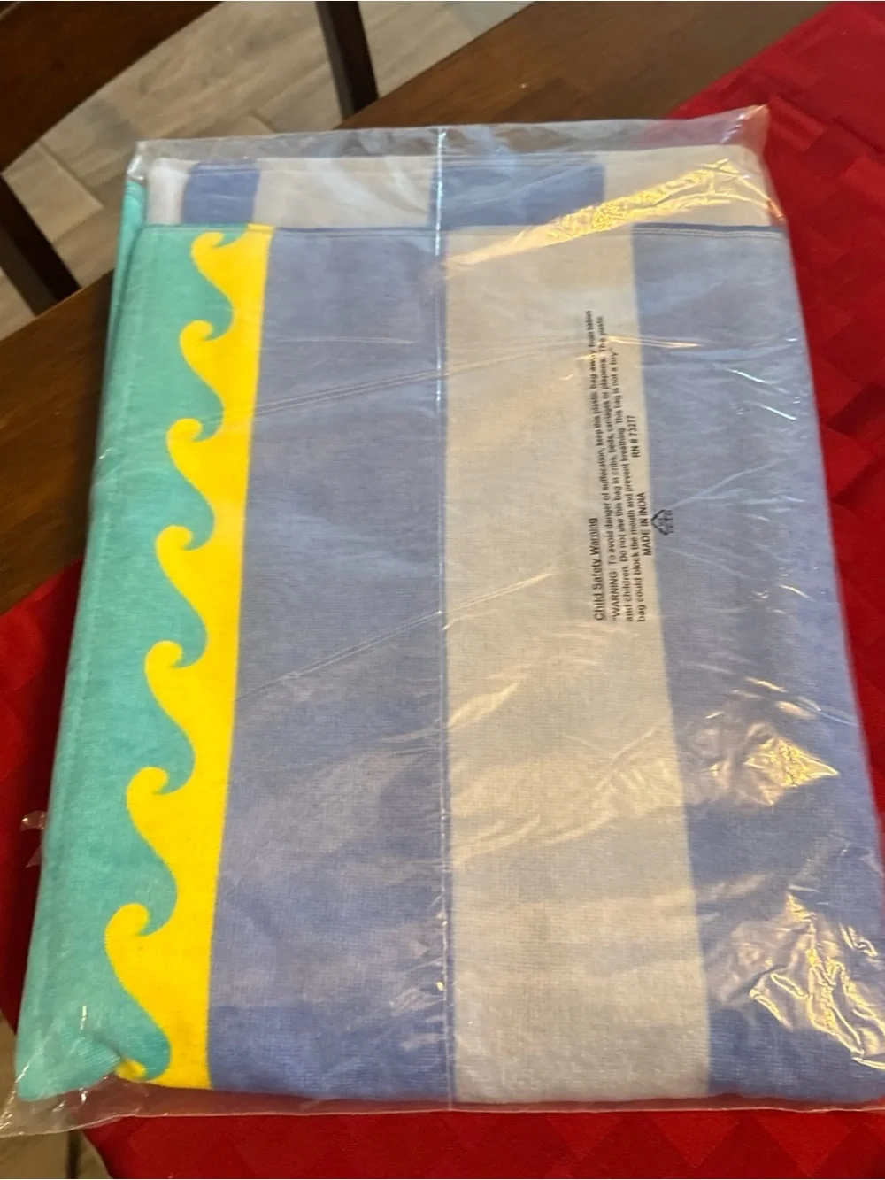 Peanuts Beach Towel - Blue & Yellow Wave Stripe